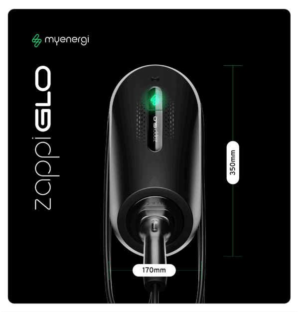 Zappi GLO EV Charger 7kW Type 2 6.5m Tethered EV Charger (Black) - Image 2